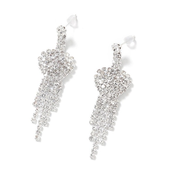 Rhinestone White Austrian Crystal Bracelet (6.00 In) attached Ring Size 6 Cuff - Picture 2 of 10